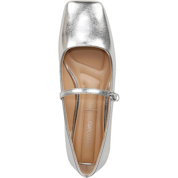 Franco Sarto Womens Silver Metallic Faux Leather Tinsley Mary Jane Ballet Flats - Picture 5 of 9